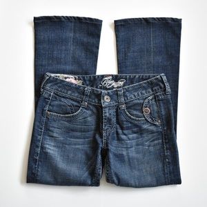 Blue Tattoo Embroidered Bootcut Jeans